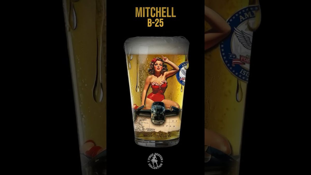 Mitchell B-25 pint glass from the Aviation Pint Glass Line