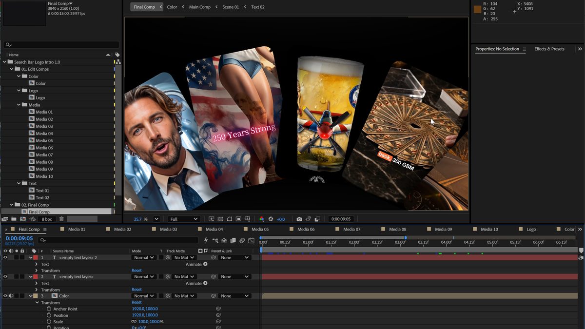 Finishing timeline with layered edit and preview